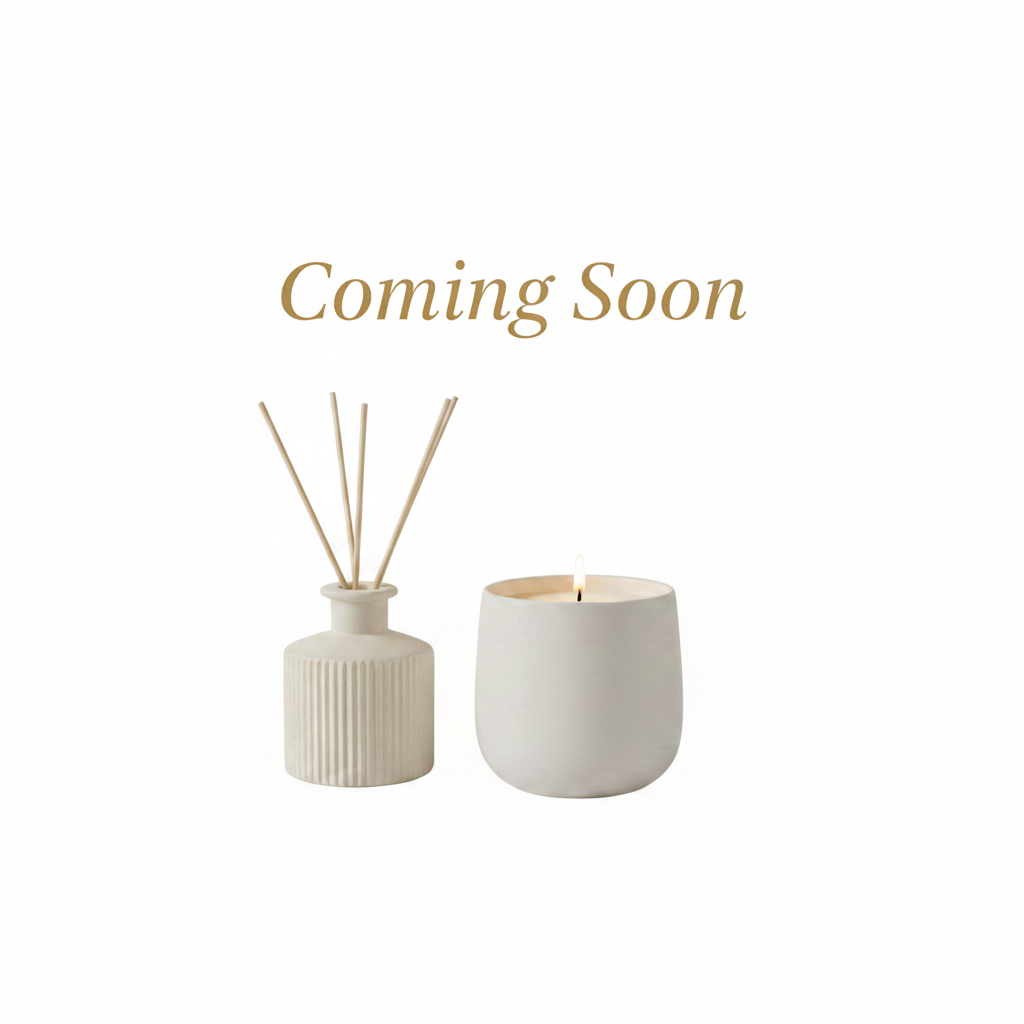 Branded Candles & Diffusers - Coming Soon Gold Text